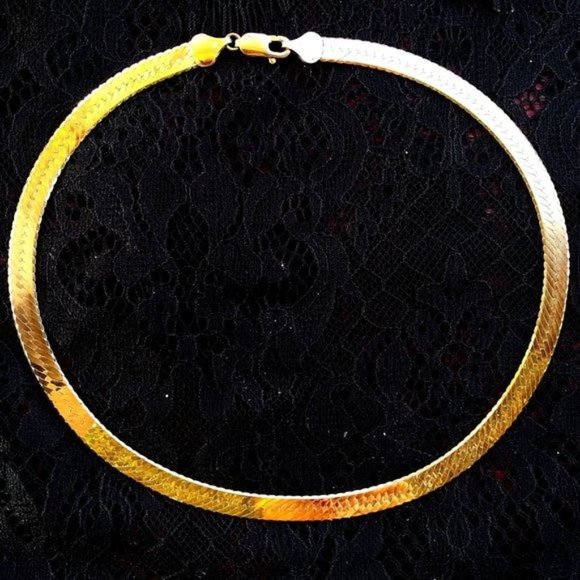 Vintage Jewelry - Italian 14K Gold Sterling Silver Collar Necklace